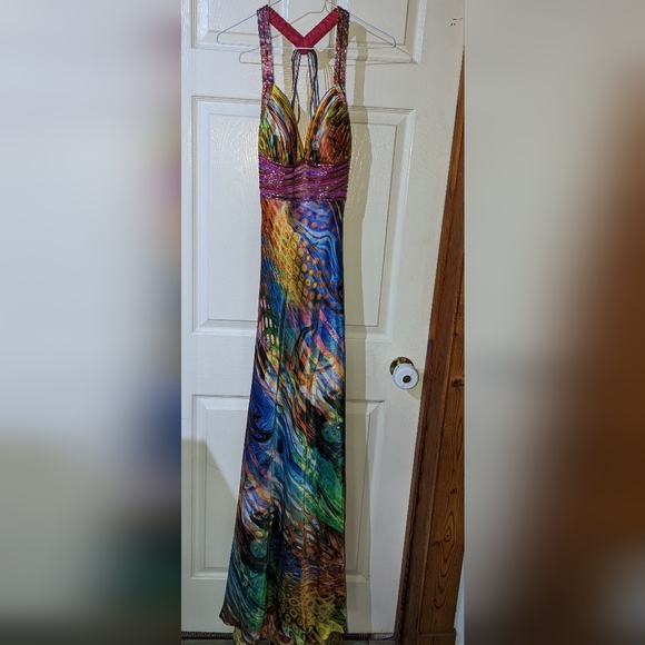Floral backless Prom Dress - Picture 1 of 5